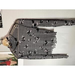 BP. + WILDFANG Black & White Houndstooth Layering/Sheer Top - Size S
